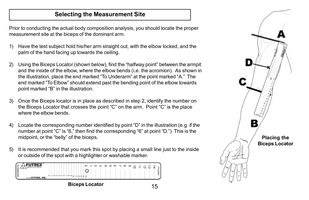 Futrex 5500A/WL manual Selecting the Measurement Site 