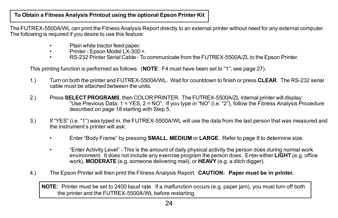 Futrex 5500A/WL manual 