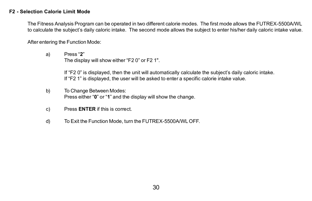 Futrex 5500A/WL manual 