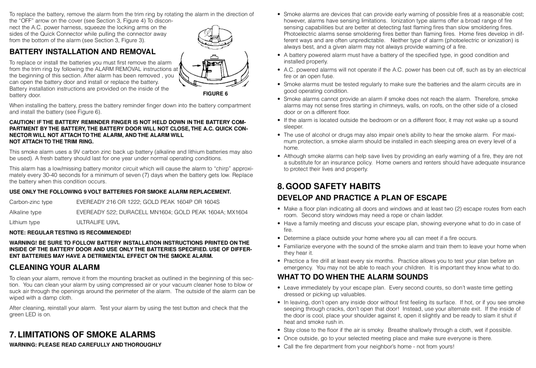 Fyrnetics PE120 manual Limitations of Smoke Alarms, Good Safety Habits 