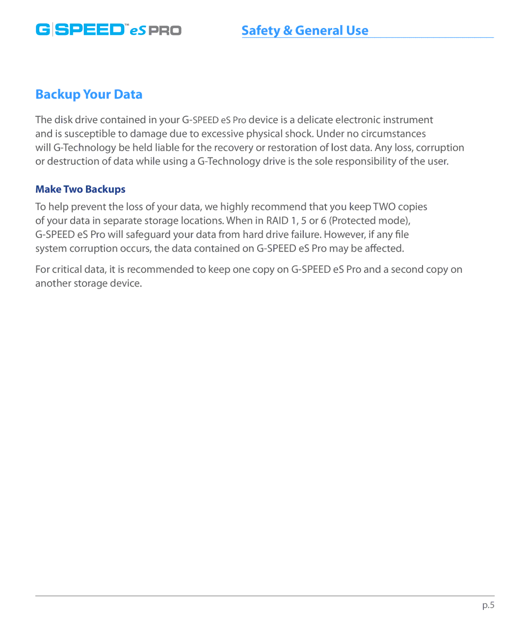 G-Technology 0G01868 manual Backup Your Data, Make Two Backups 