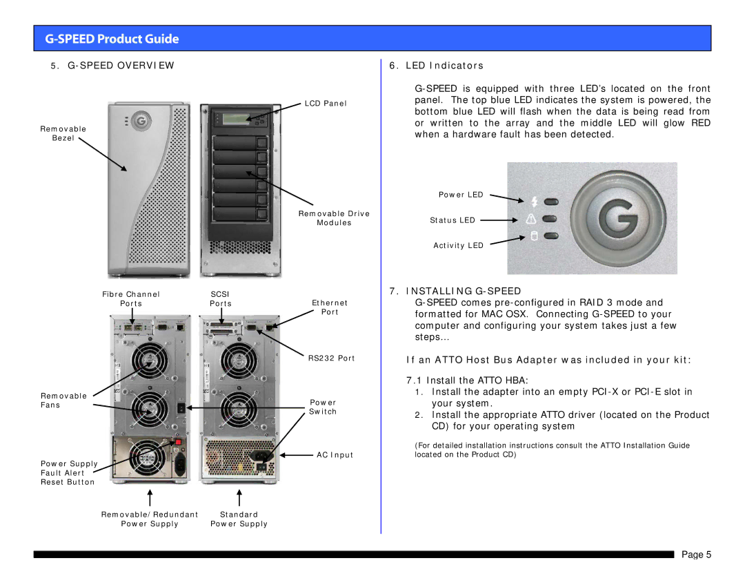 G-Technology 0G01868 warranty Speed Overview, LED Indicators, Installing G-SPEED 