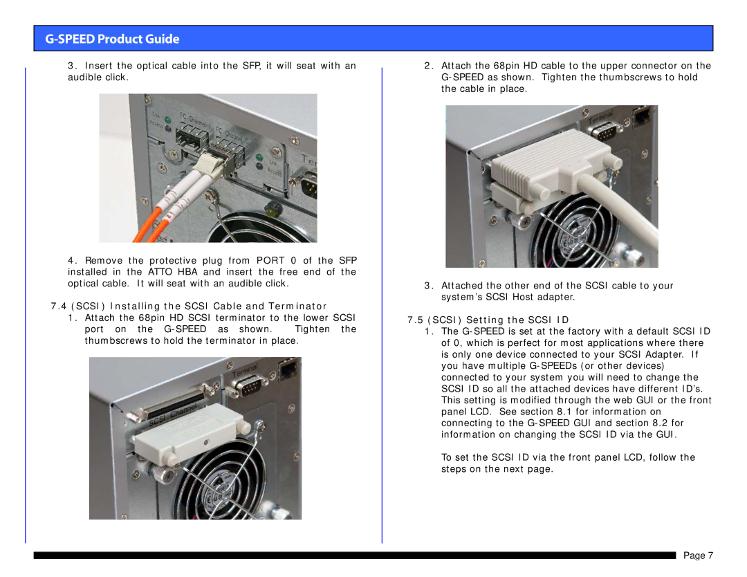 G-Technology 0G01868 warranty Scsi Installing the Scsi Cable and Terminator, Scsi Setting the Scsi ID 