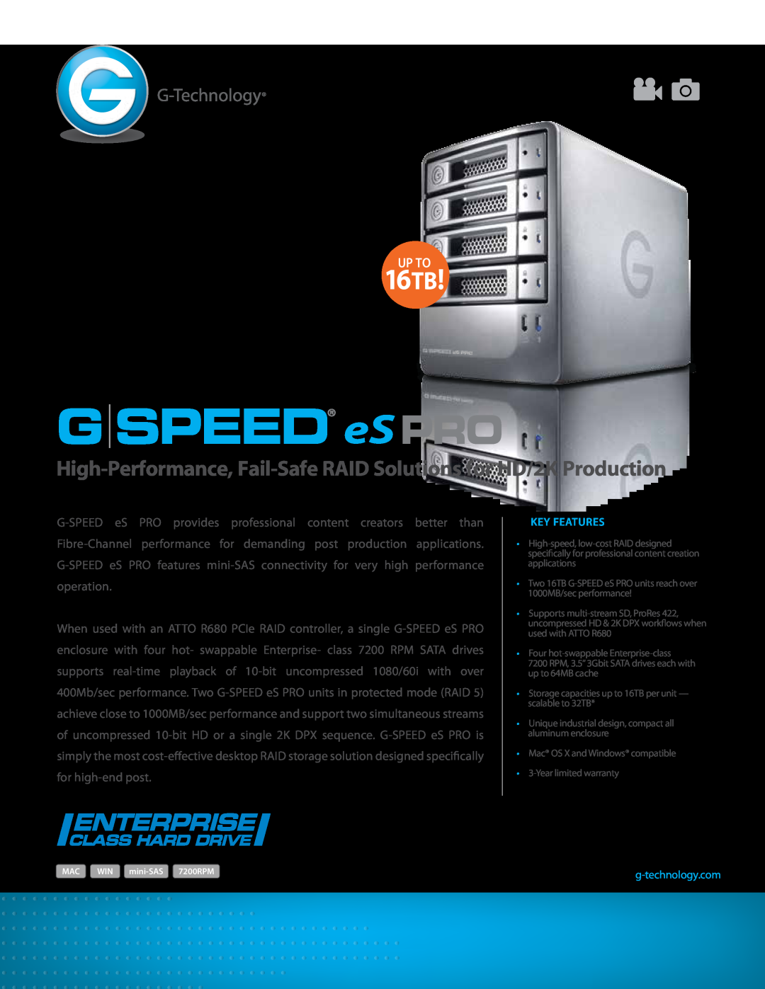G-Technology 0G01873 warranty G SPEED eS PRO, 16TB, High-Performance, Fail-Safe RAID Solutions for HD/2K Production, Up To 
