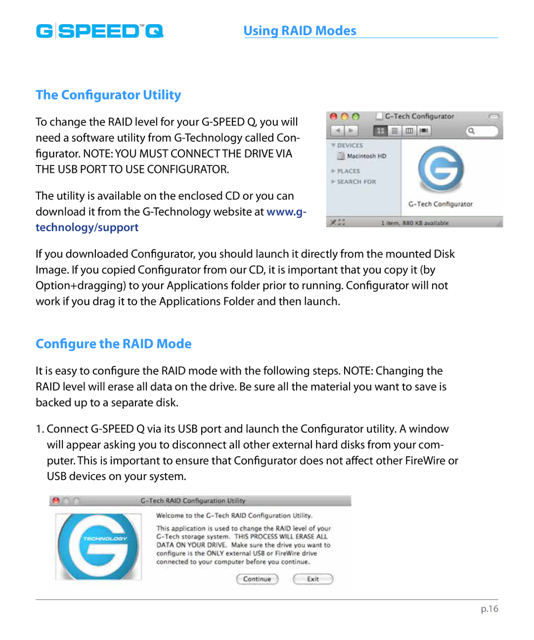 G-Technology 0G02319 manual Configurator Utility, Configure the RAID Mode 