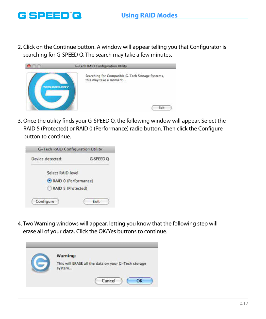 G-Technology 0G02319 manual Using RAID Modes 