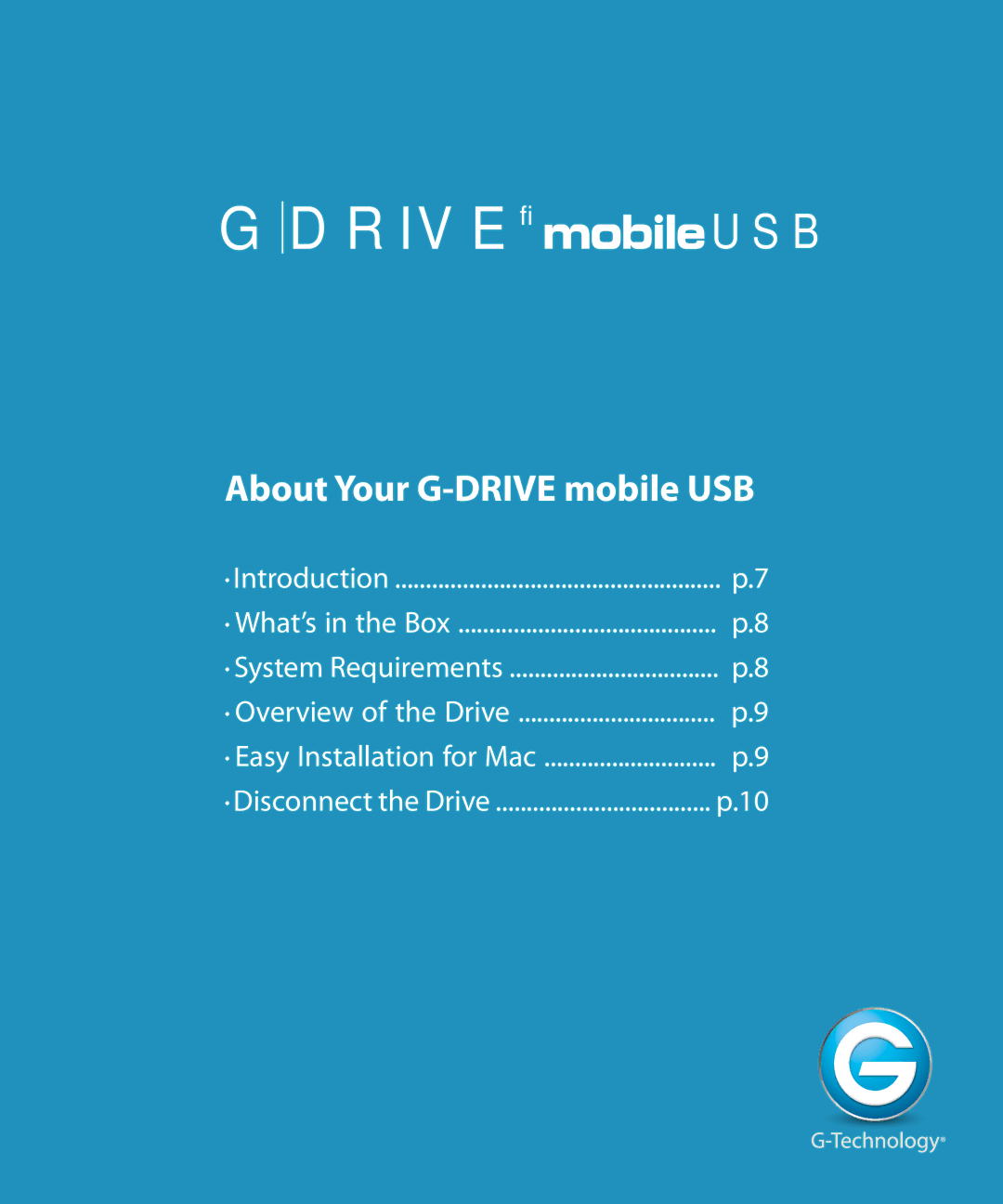 G-Technology 0G02428 manual About Your G-DRIVE mobile USB 