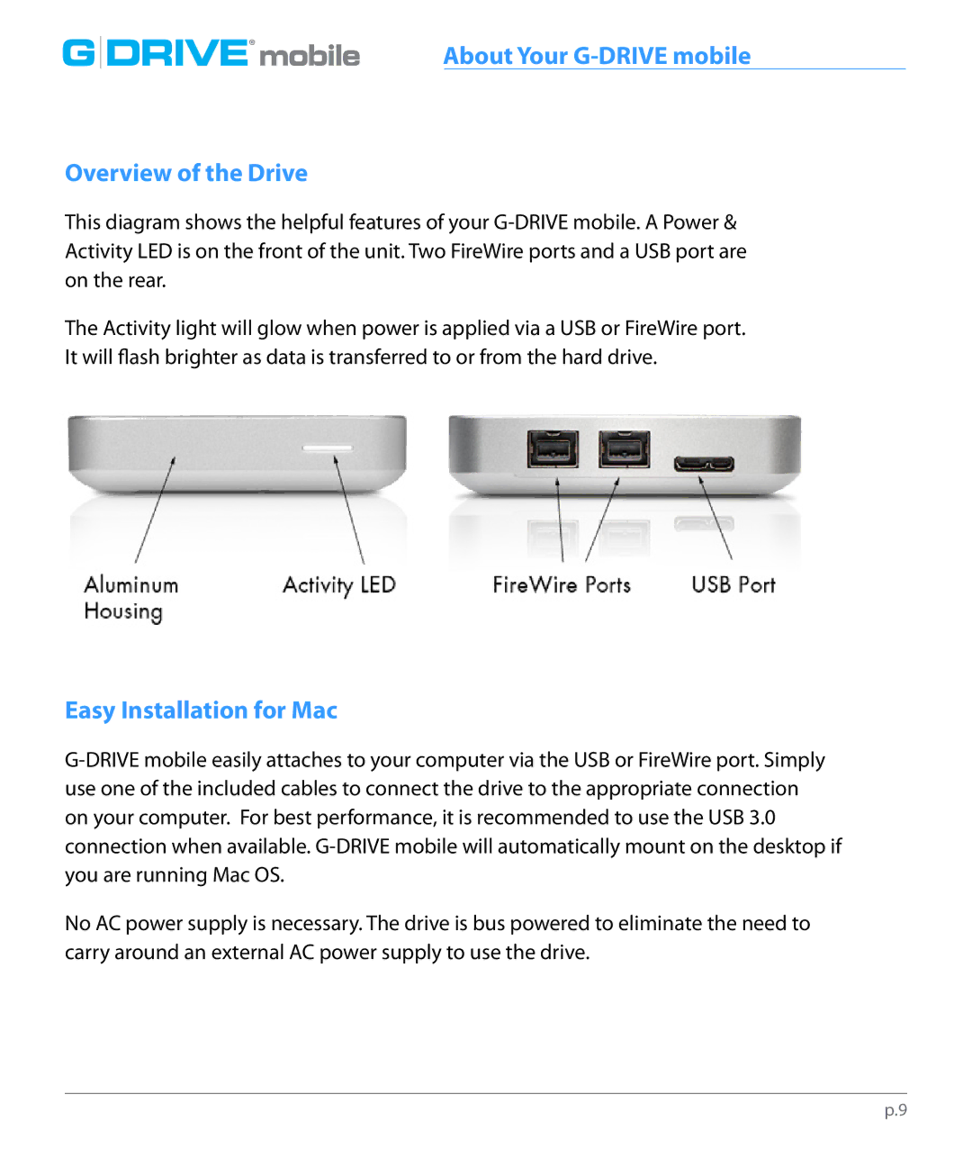 G-Technology 0G02529 manual Overview of the Drive, Easy Installation for Mac 