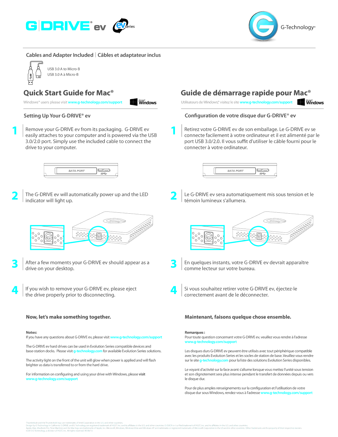 G-Technology 0G02723 quick start Quick Start Guide for Mac, Guide de démarrage rapide pour Mac 