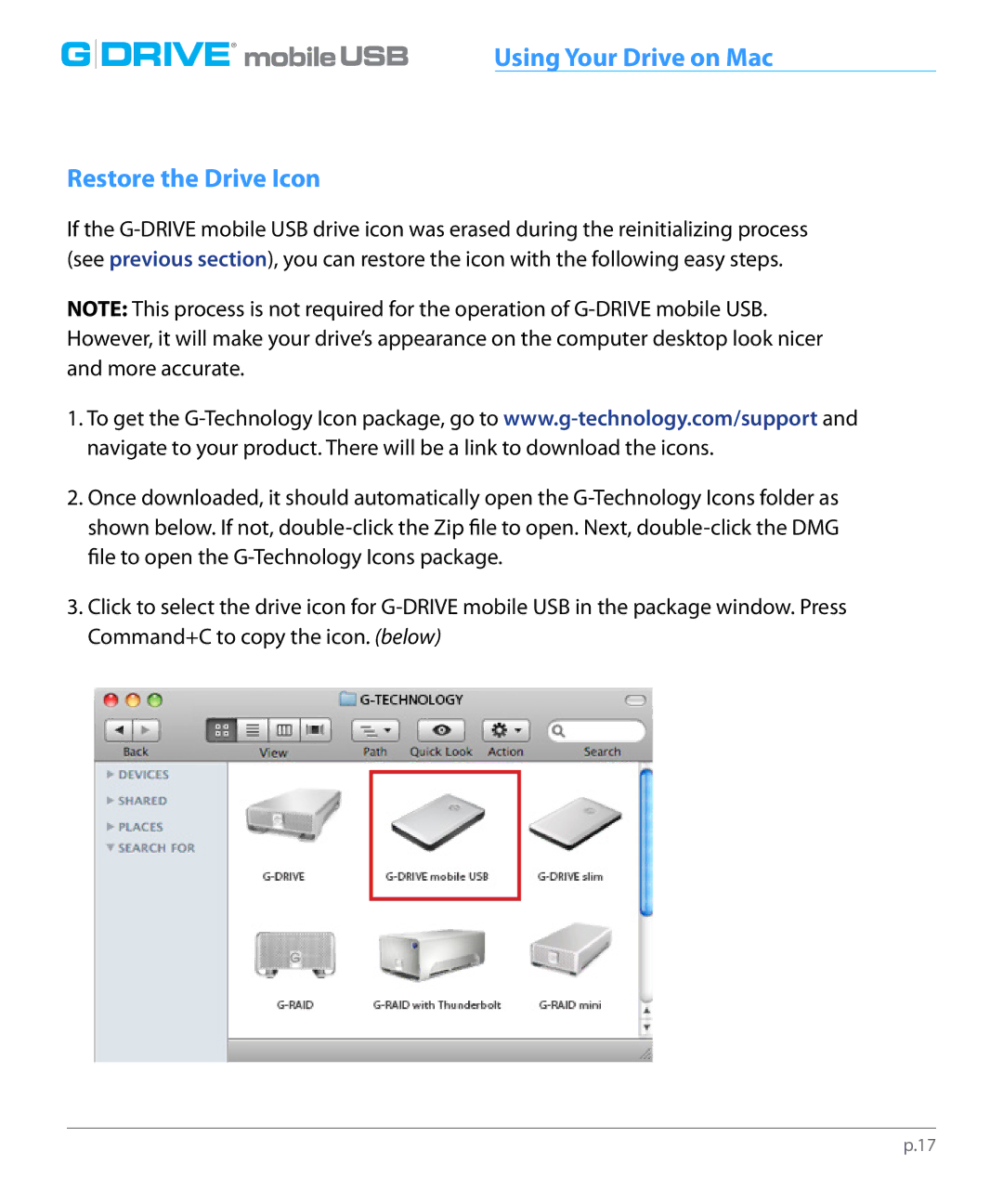 G-Technology 0G02229, GC760AV manual Restore the Drive Icon 