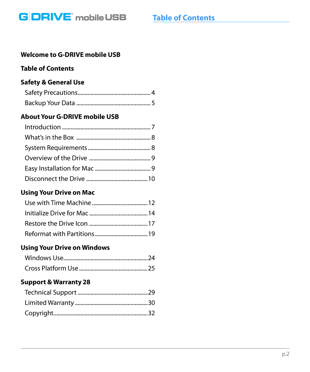 G-Technology GC760AV, 0G02229 manual Drive, Table of Contents 