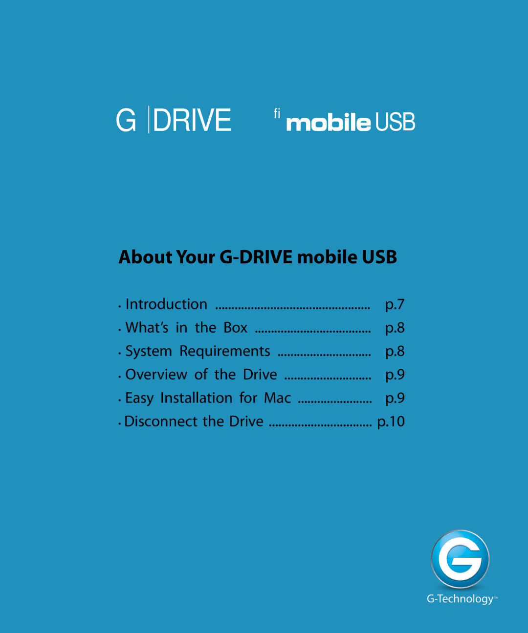 G-Technology GC760AV, 0G02229 manual About Your G-DRIVE mobile USB 