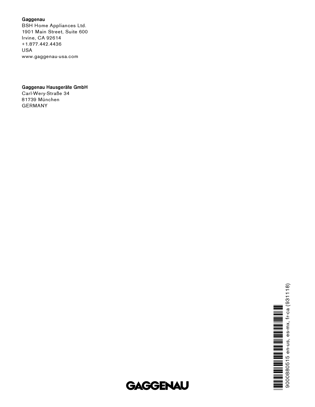 Gaggenau 485 610, BS 474, 475 610, BS 484 installation instructions Gaggenau Gaggenau Hausgeräte GmbH 