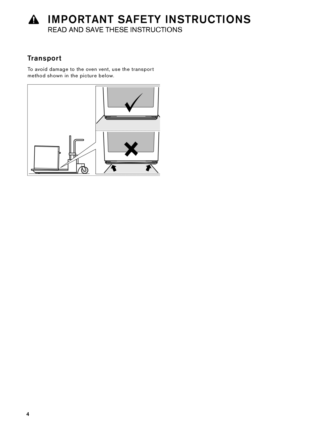 Gaggenau 485 610, BS 474, 475 610, BS 484 installation instructions Transport 