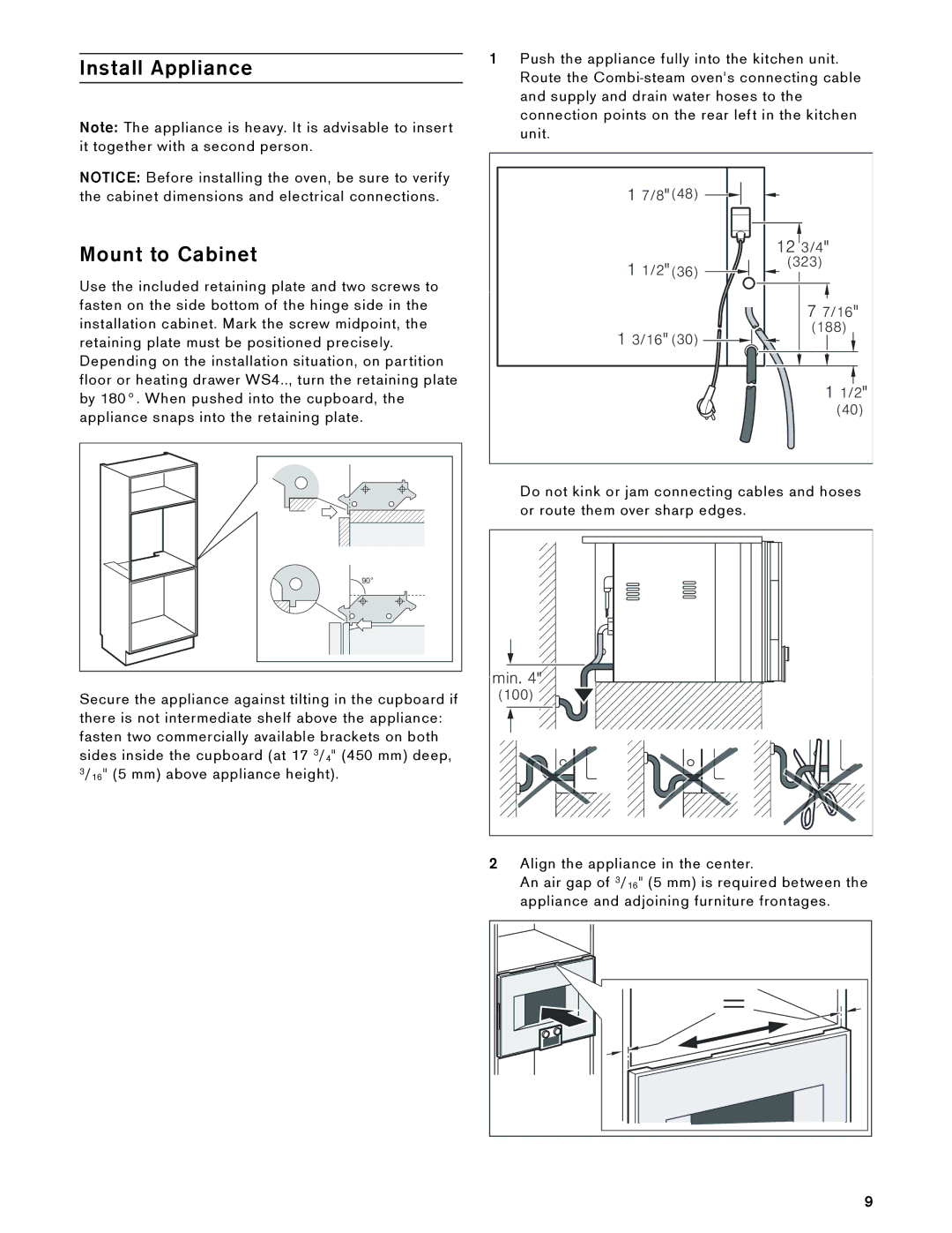 Gaggenau BS 474, 485 610, 475 610, BS 484 installation instructions Install Appliance Mount to Cabinet,   