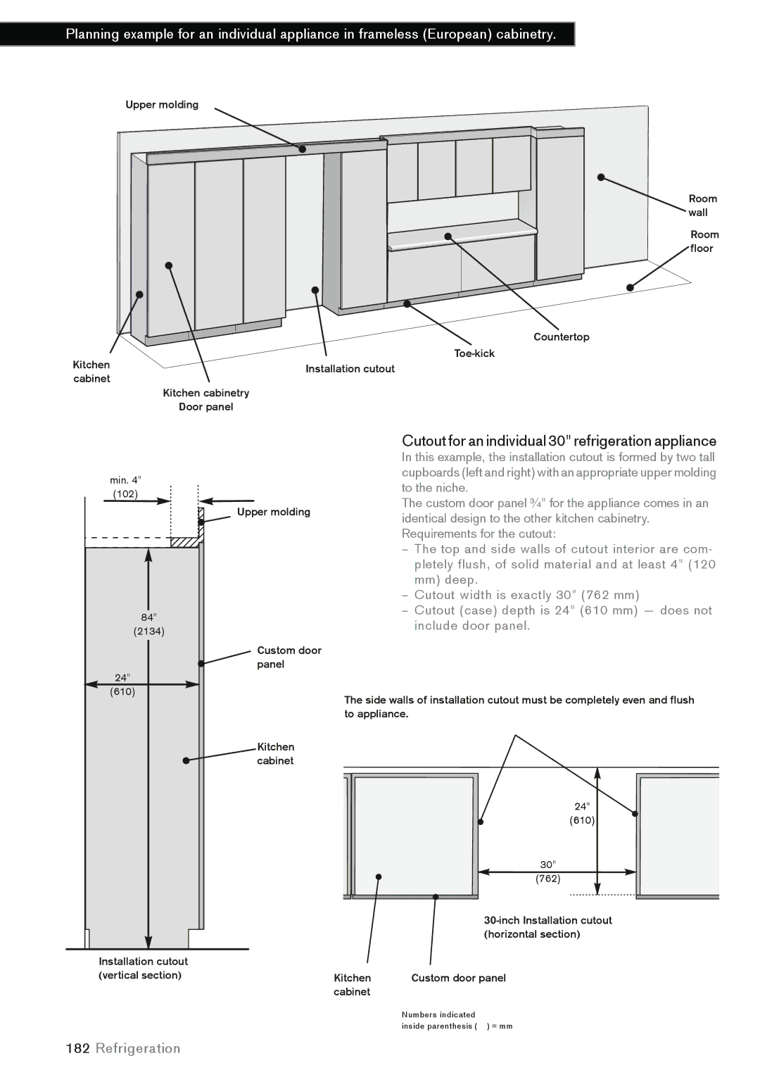 Gaggenau 525, 762, 756, 830, 690, 265, 457, 395, 677, 235, 385, 330, 363, 610, 538 Cutout for an individual 30 refrigeration appliance 