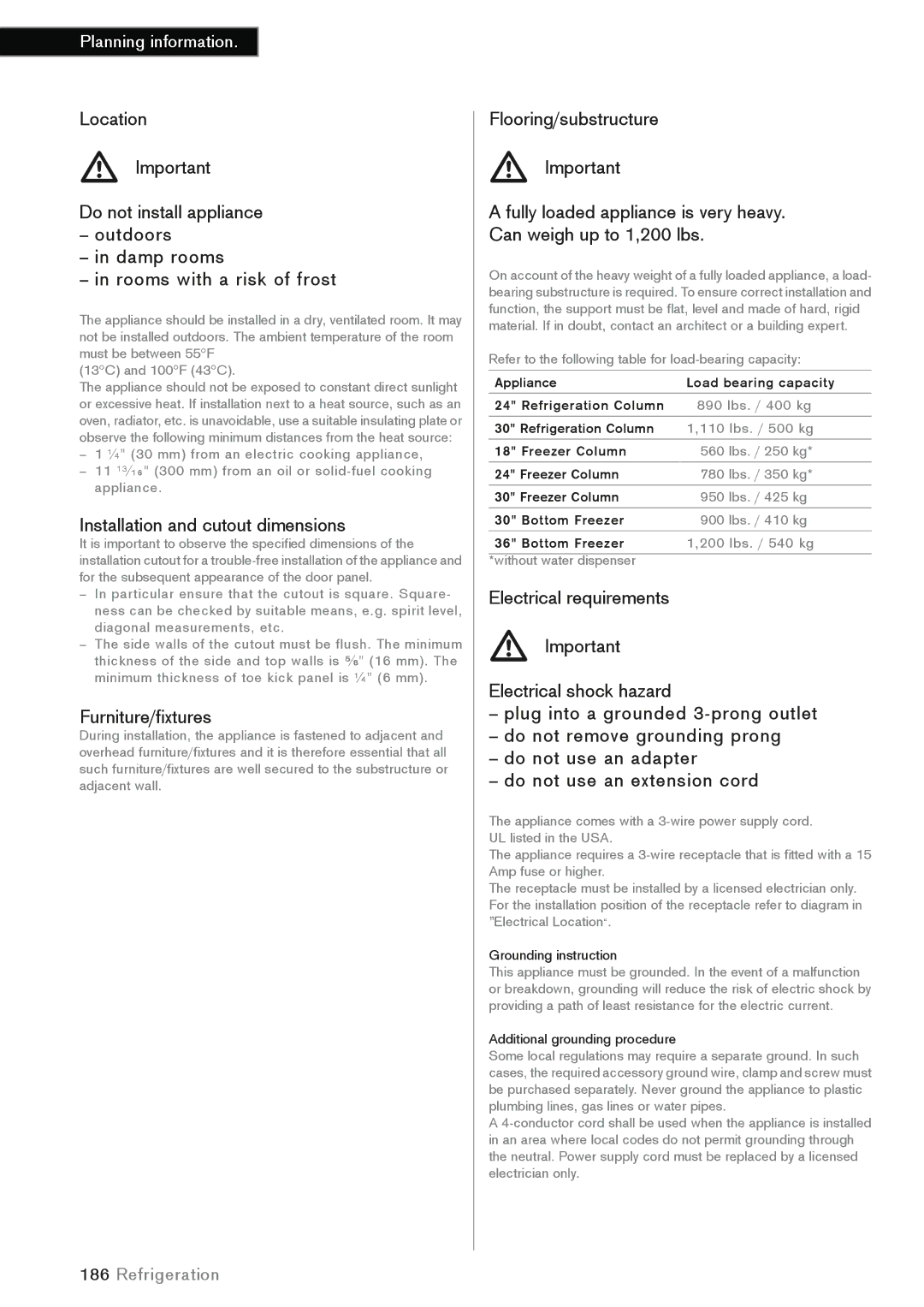 Gaggenau 538, 762, 756, 830, 690, 265, 457, 395, 677 Installation and cutout dimensions, Furniture/fixtures, Planning information 