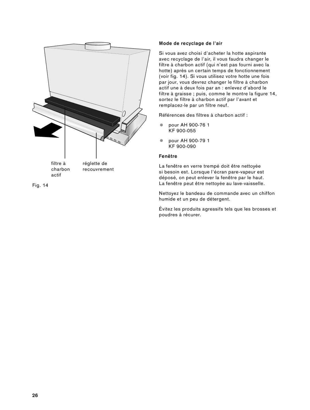 Gaggenau 900791 installation instructions Filtre à Réglette de Charbon 