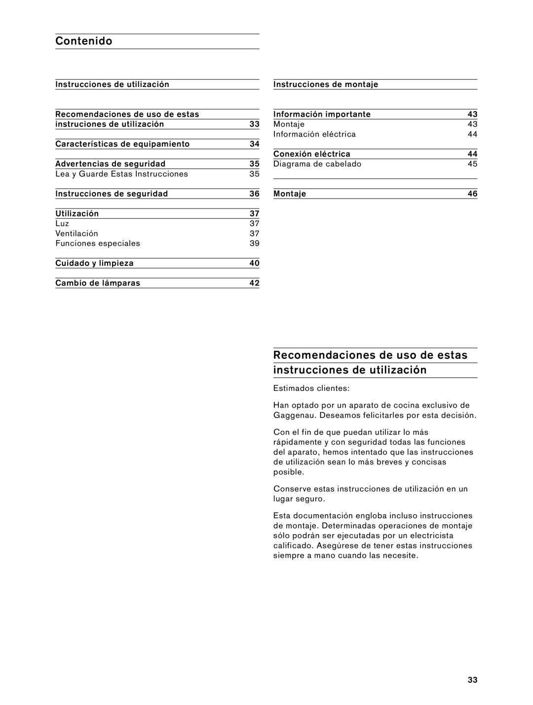 Gaggenau 900791 installation instructions Contenido, Estimados clientes 