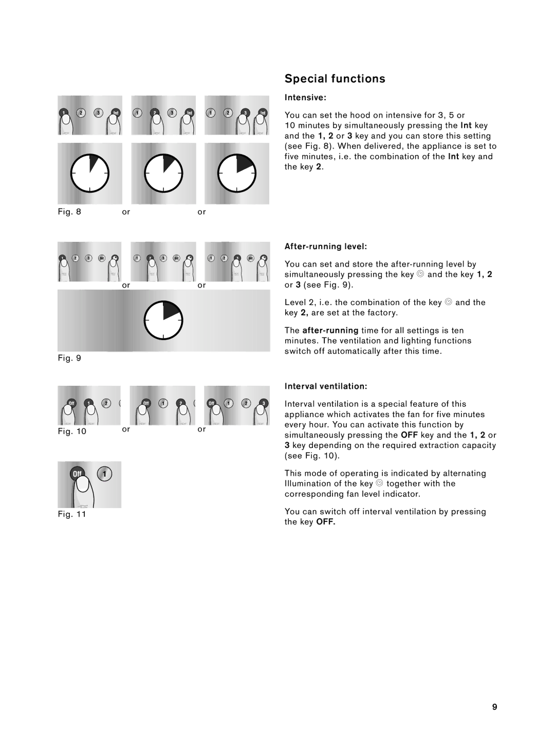 Gaggenau 900791 installation instructions Special functions 