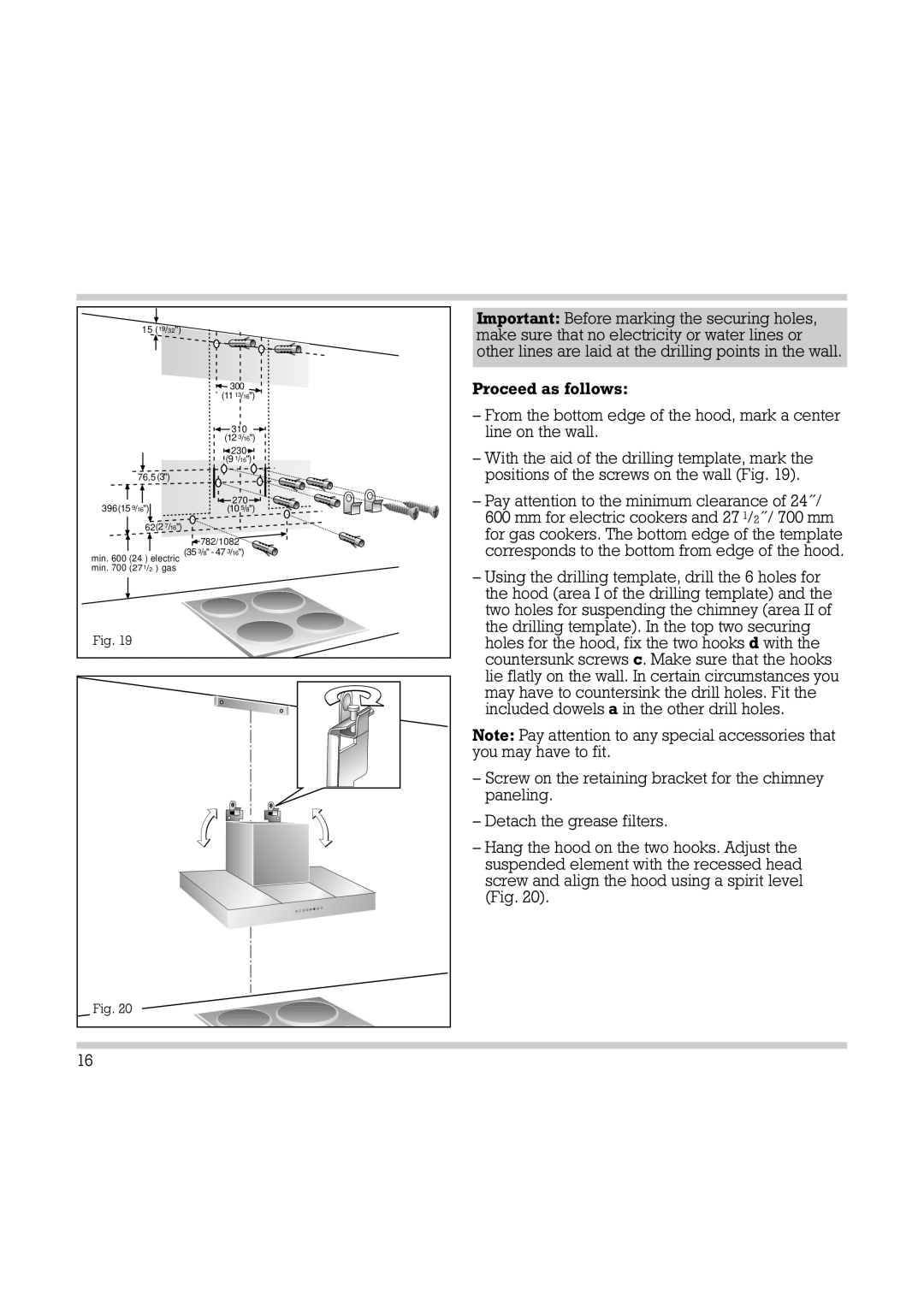 Gaggenau AH 530-790, AH 530-720 manual Important Before marking the securing holes 