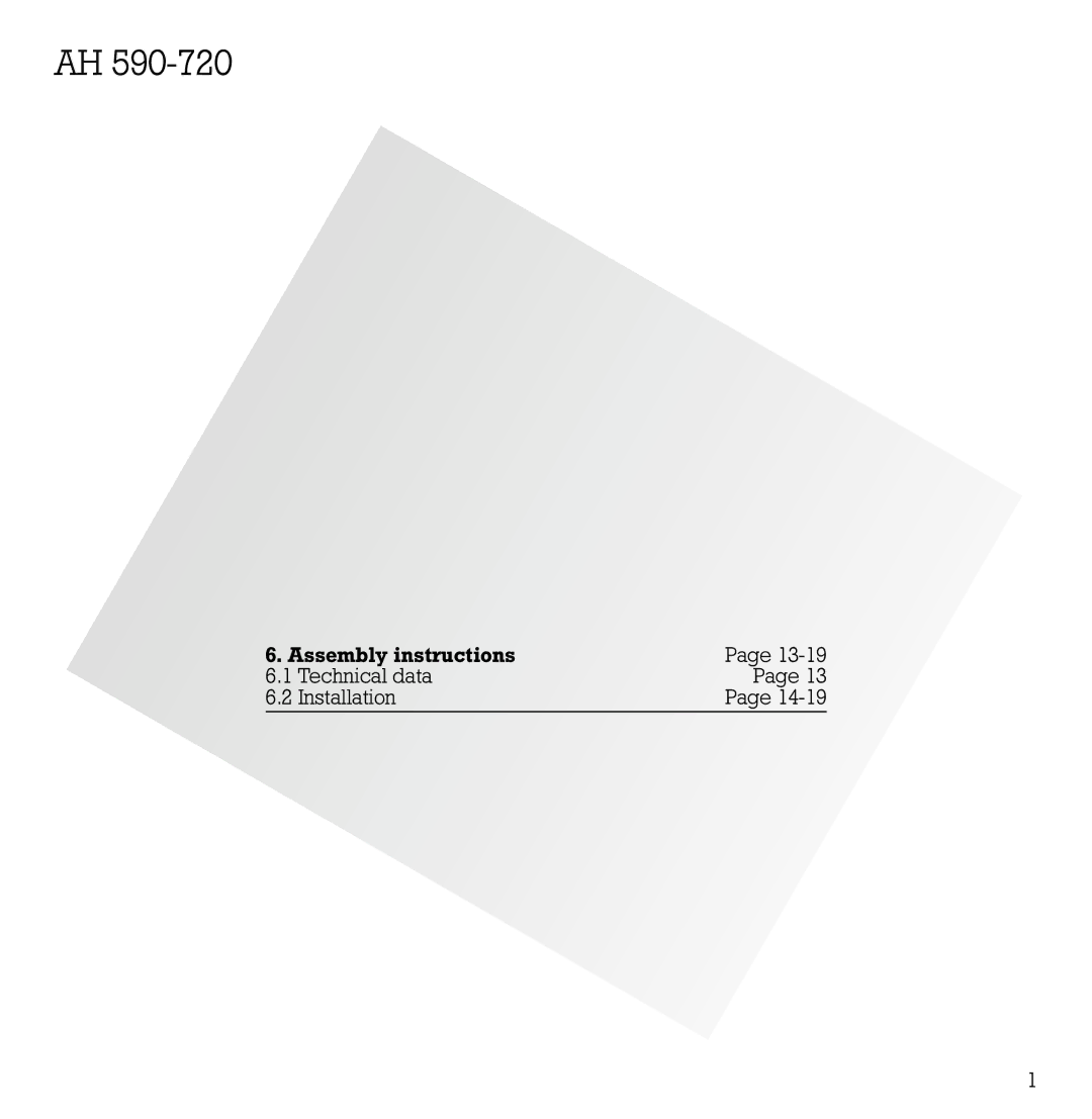 Gaggenau AH 590-720 manual Assembly instructions Technical data Installation 