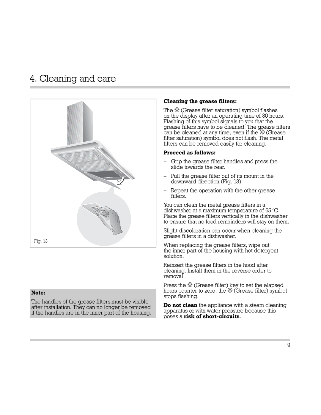 Gaggenau AH 600-190 manual Cleaning and care 