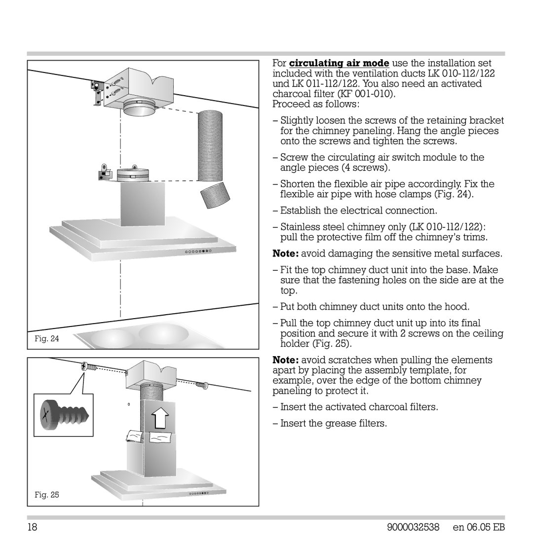 Gaggenau AW 200-790, AW 201-790 manual For circulating air mode use the installation set 