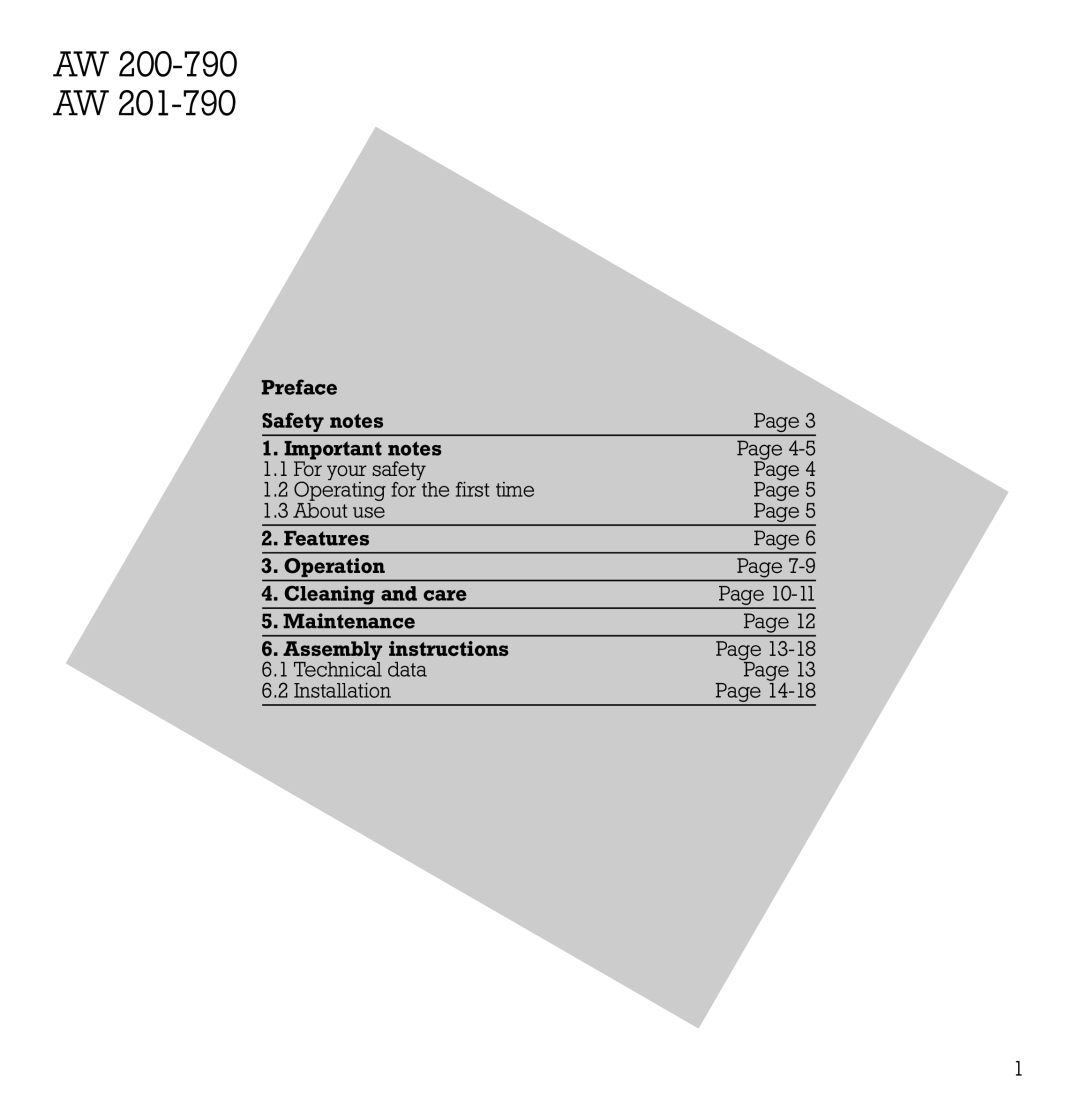 Gaggenau AW 201-790, AW 200-790 manual 