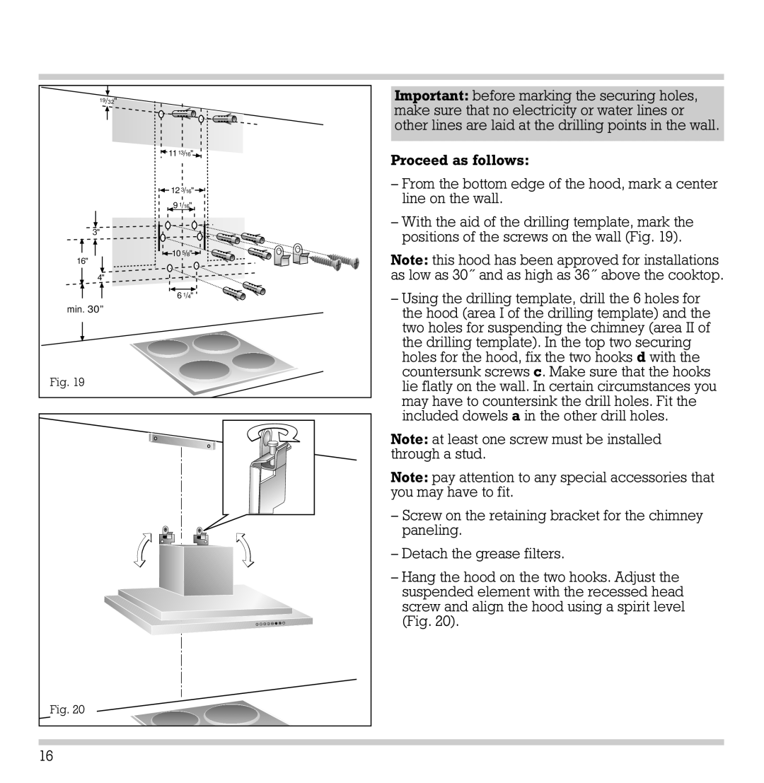 Gaggenau AW 200-790, AW 201-790 manual Important before marking the securing holes 