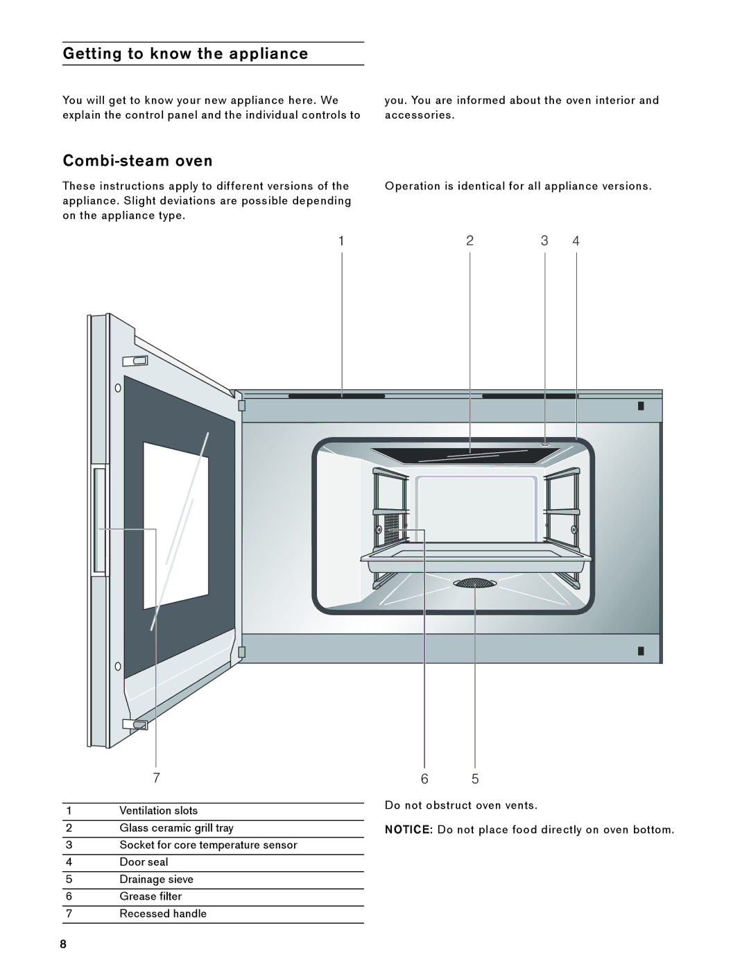 Gaggenau BS 484/485 610, BS 474/475 610 manual Getting to know the appliance, Combi-steam oven 