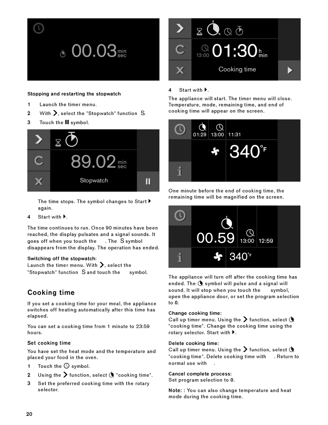 Gaggenau BX 480/481 610 manual Cooking time 