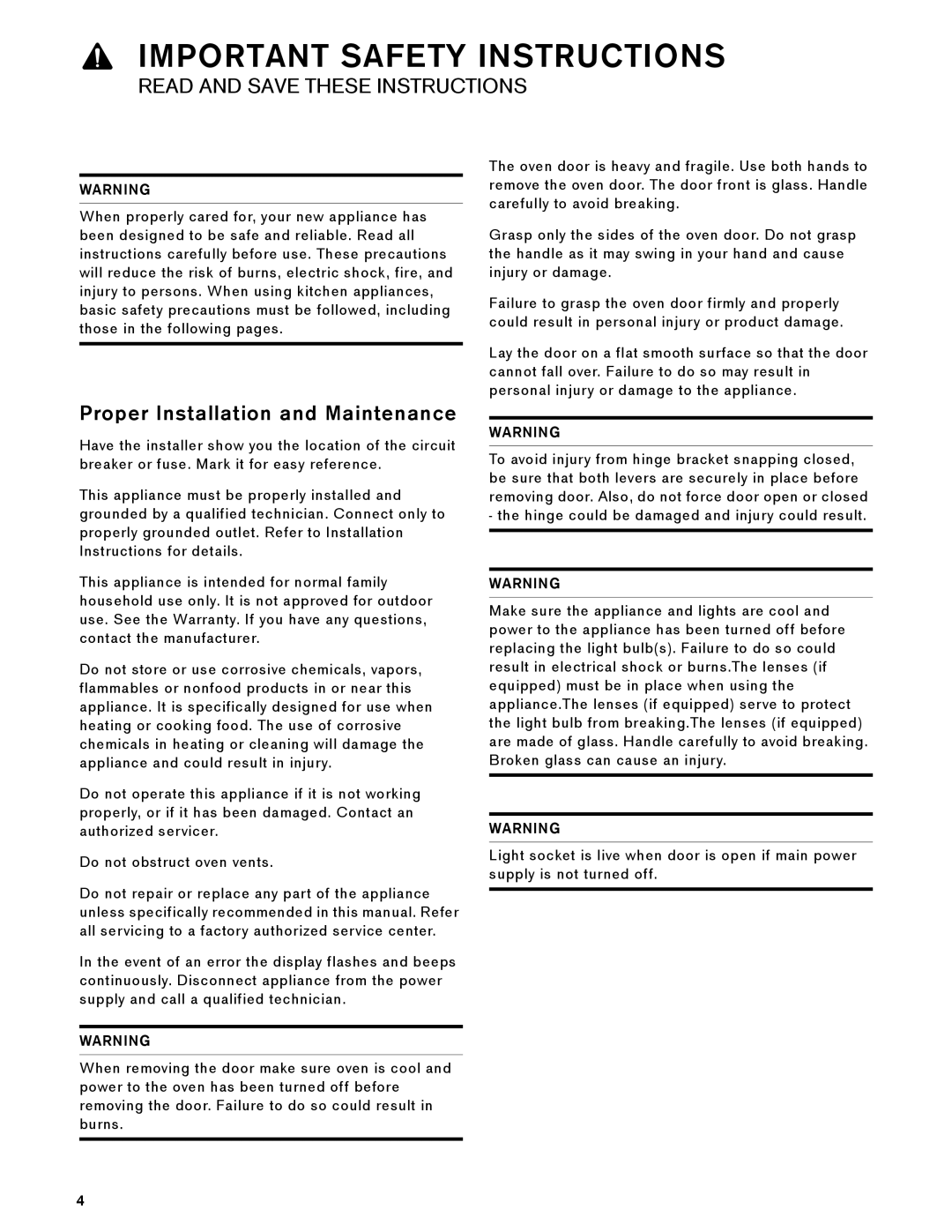 Gaggenau BX 480/481 610 manual Important Safety Instructions, Proper Installation and Maintenance 