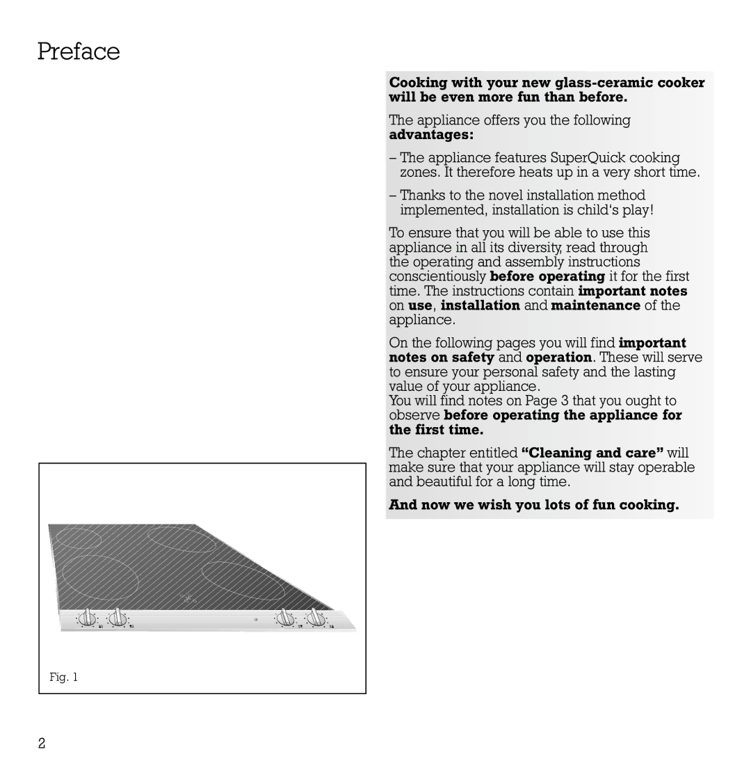 Gaggenau CK 260-604 manual Preface 