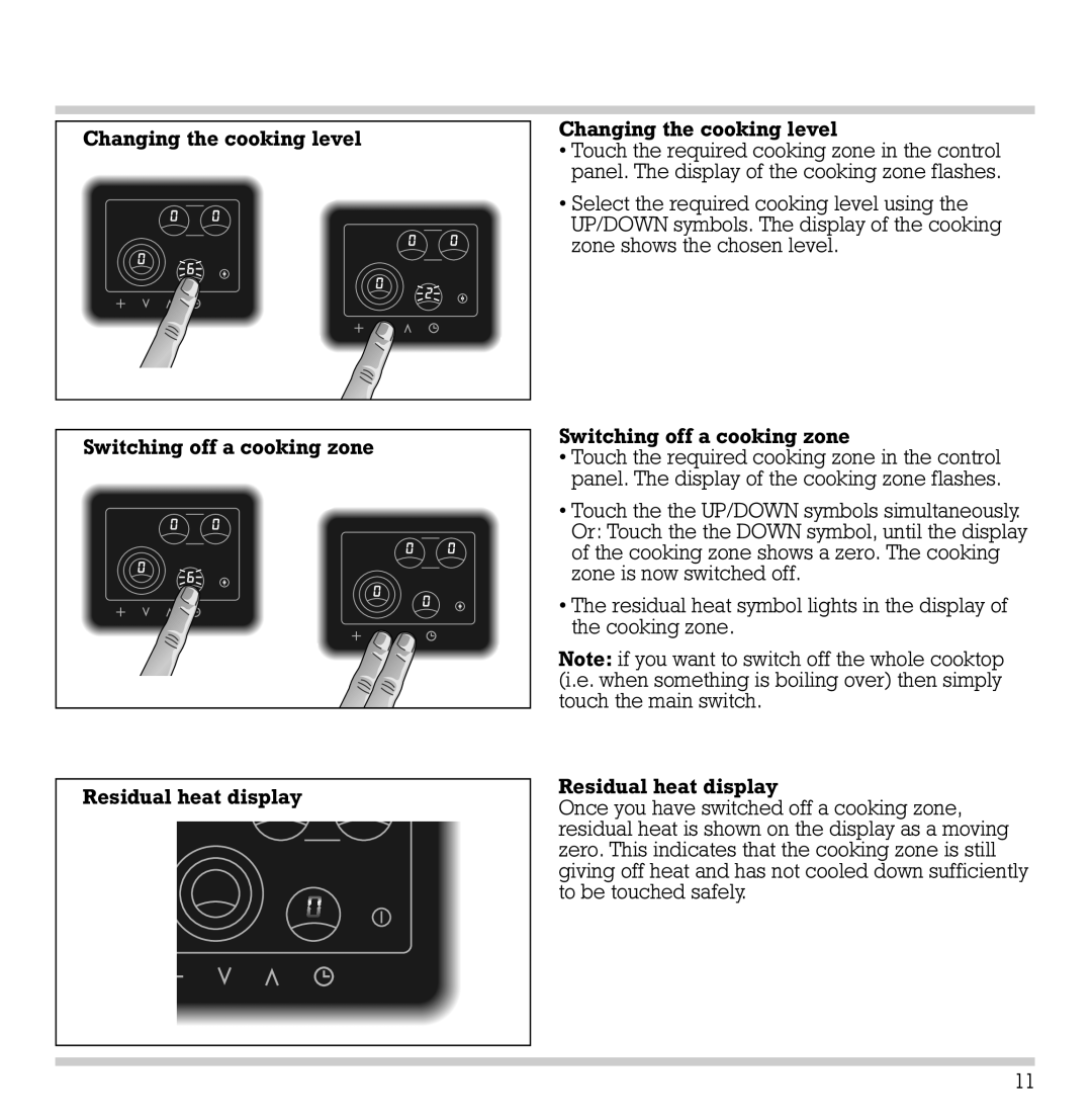 Gaggenau CK 481-6 manual Changing the cooking level 