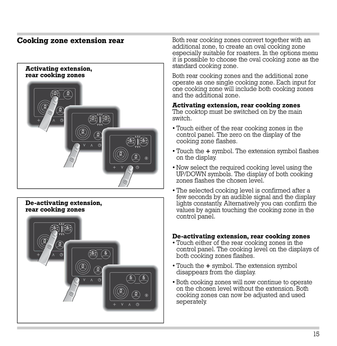 Gaggenau CK 481-6 manual Cooking zone extension rear 