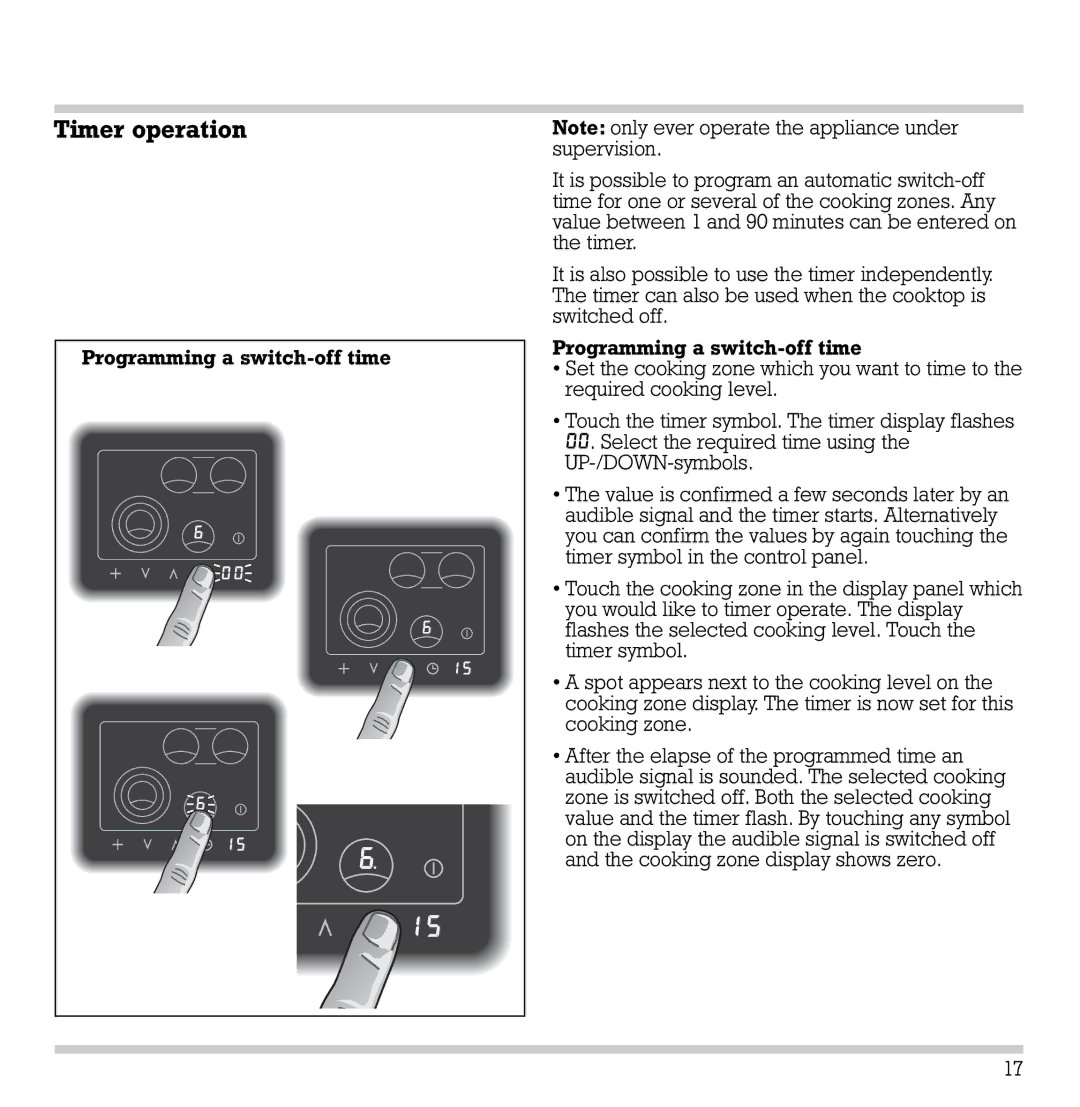 Gaggenau CK 481-6 manual Timer operation 