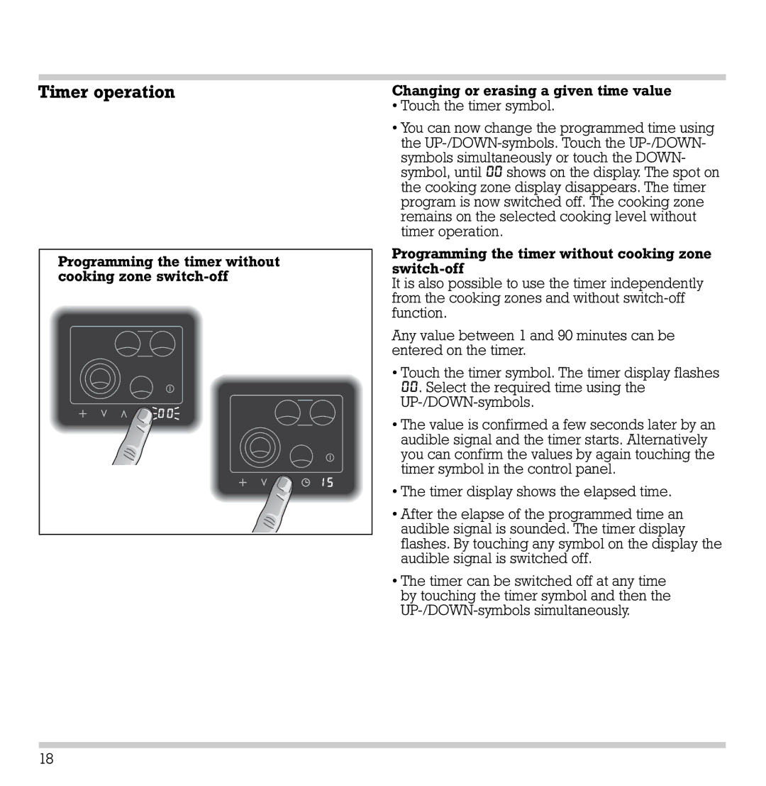 Gaggenau CK 481-6 manual Programming the timer without 