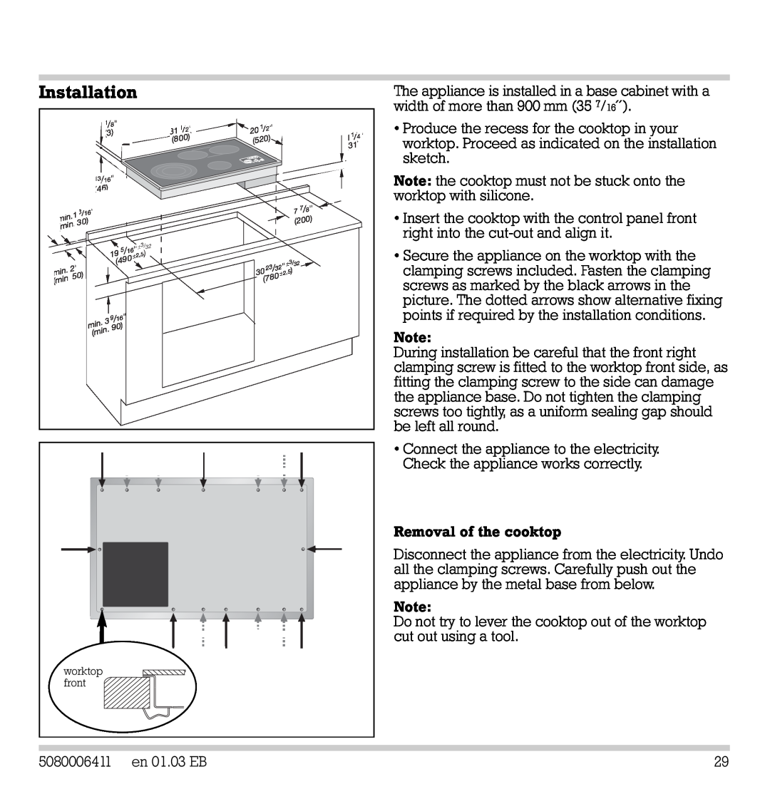Gaggenau CK 481-6 manual Installation 