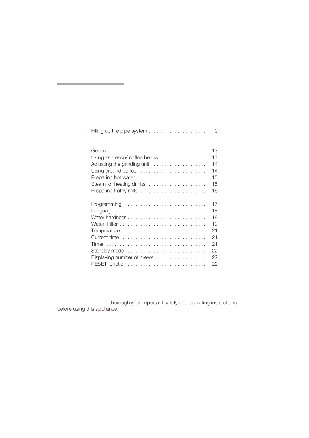 Gaggenau CM200610 manual Contents 