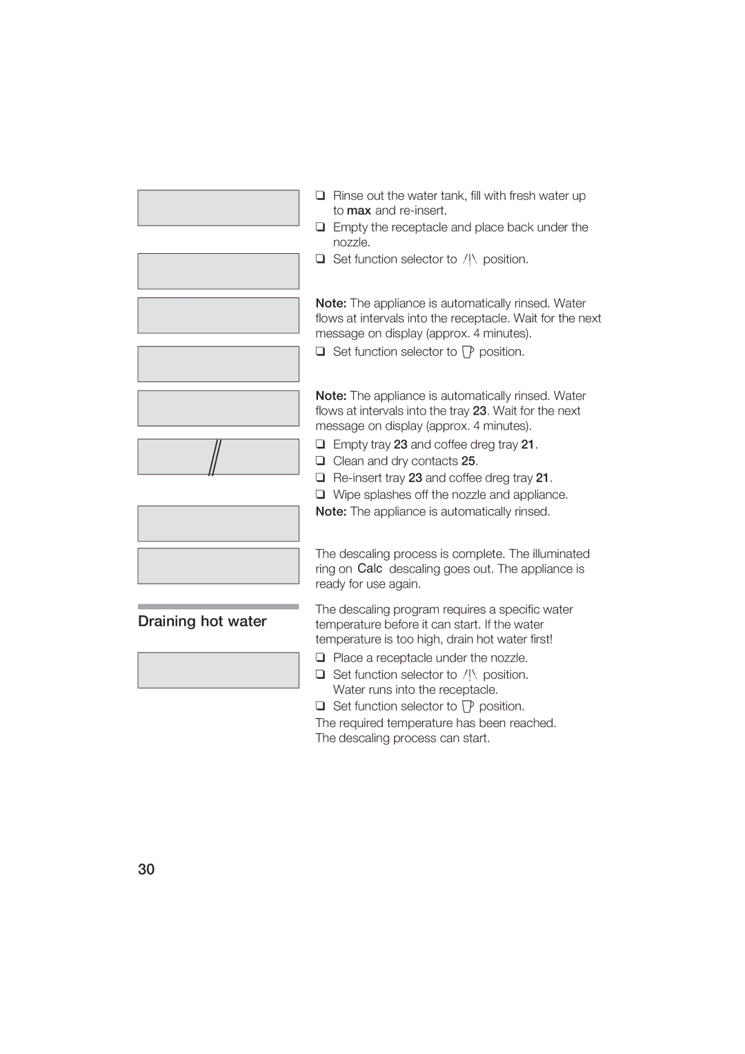 Gaggenau CM200610 manual Draining hot water, System TOO HOT 