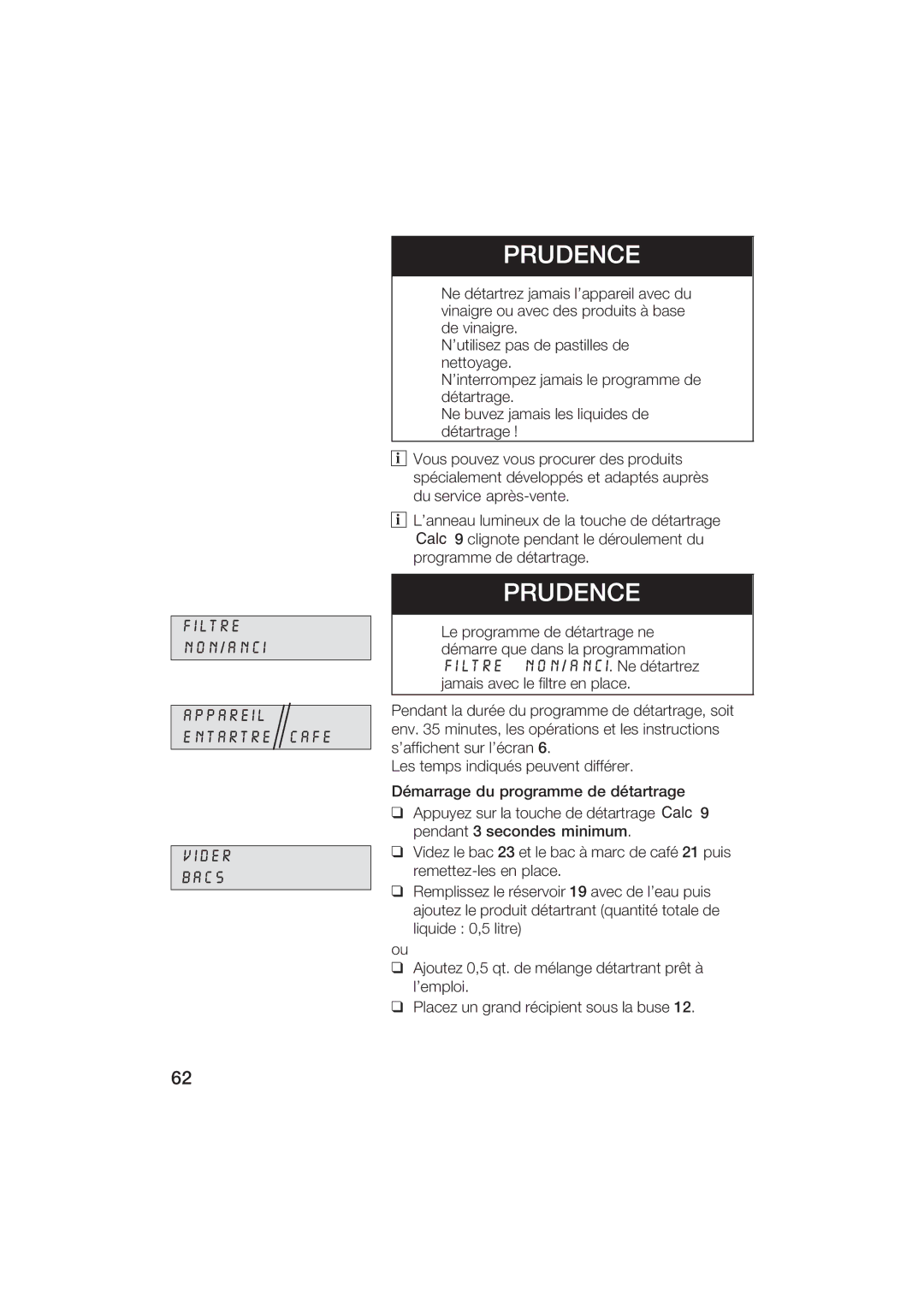 Gaggenau CM200610 manual Filte Ppeil Ette CFE Vide 