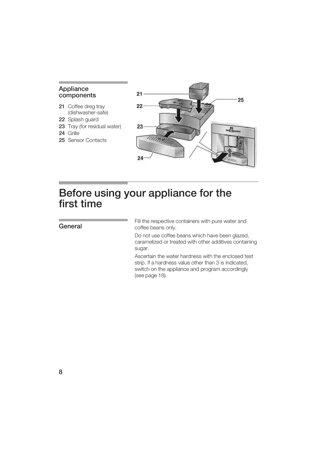 Gaggenau CM200610 manual Before using firsttime, Your appliance for, Ppliance components, General 