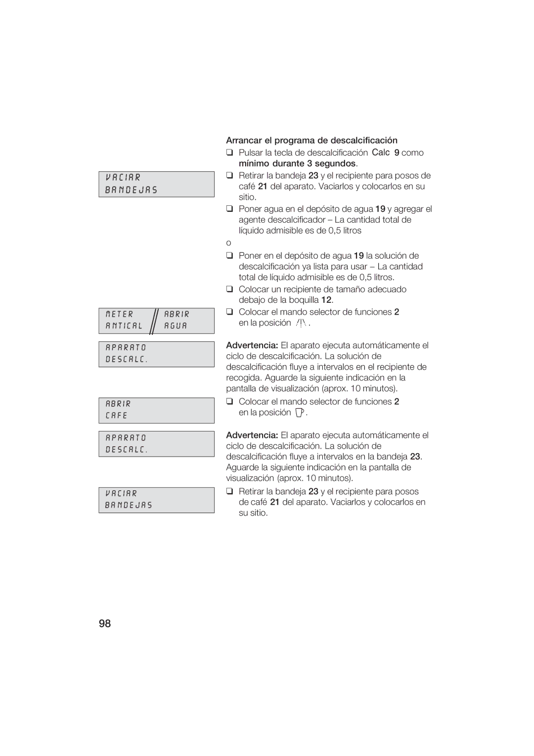 Gaggenau CM200610 manual Vaiar Bandejas 