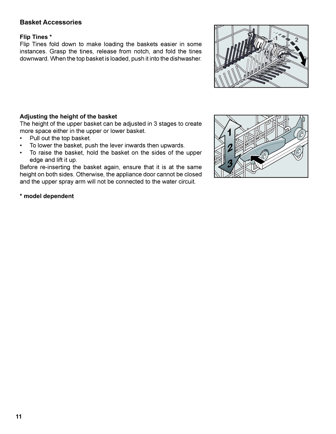 Gaggenau DF 241 manual Basket Accessories, OLS7LQHV, $GmxvwlqjWkhKhljkwRiWkhEdvnhw, PrghoGhshqghqw 