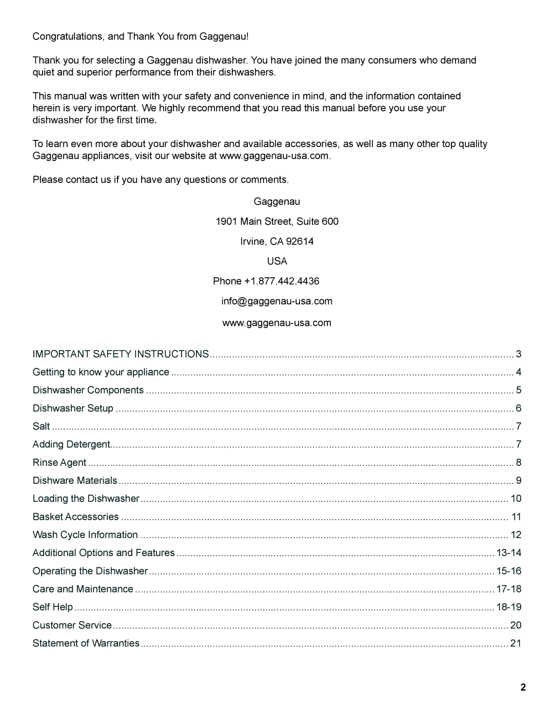 Gaggenau DF 241 manual GlvkzdvkhuIruWkh¿UvwWlph, Usa, Important Safety Instructions 