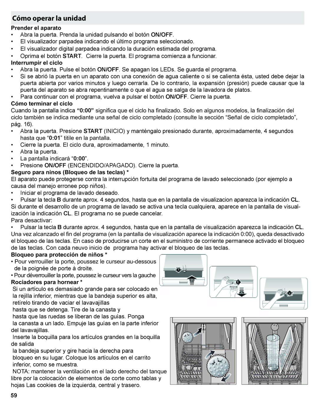 Gaggenau DF 241 manual Cómo operar la unidad, 3UHQGHUHODSDUDWR, QwhuuxpsluHoFlfor, 5RFLDGRUHVSDUDKRUQHDU 