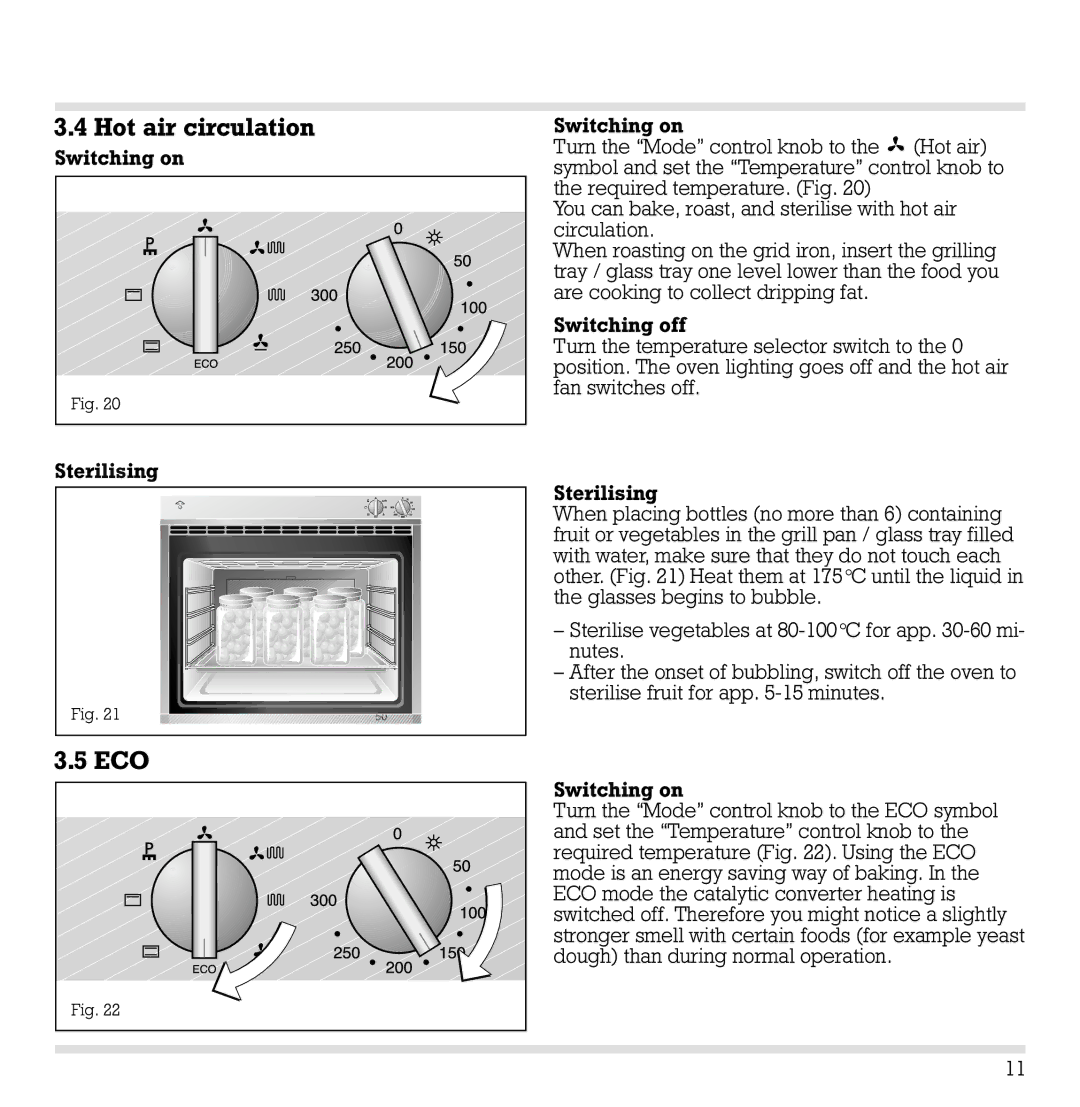 Gaggenau EB 204/205 manual Hot air circulation, Eco 