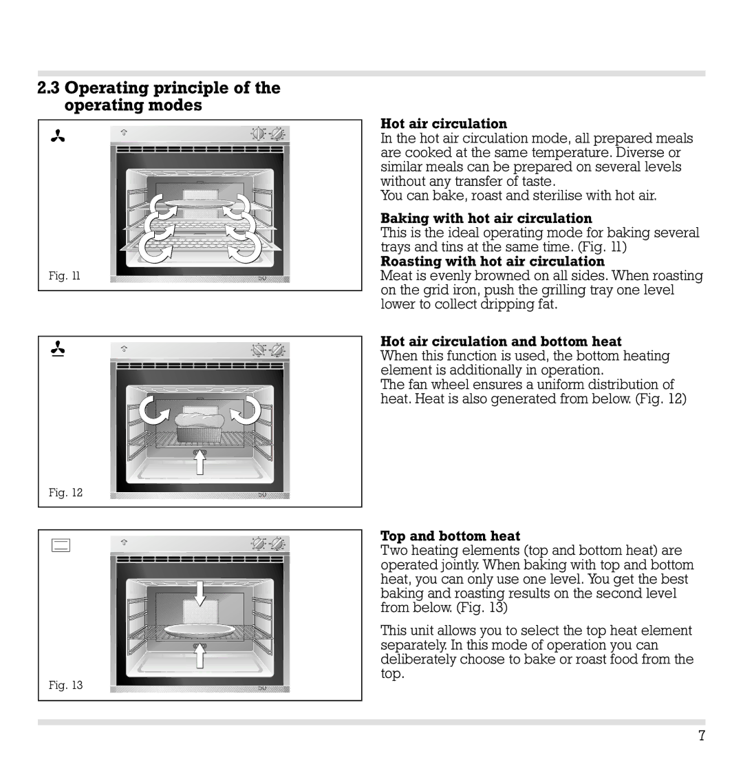 Gaggenau EB 204/205 manual Operating principle of the operating modes 