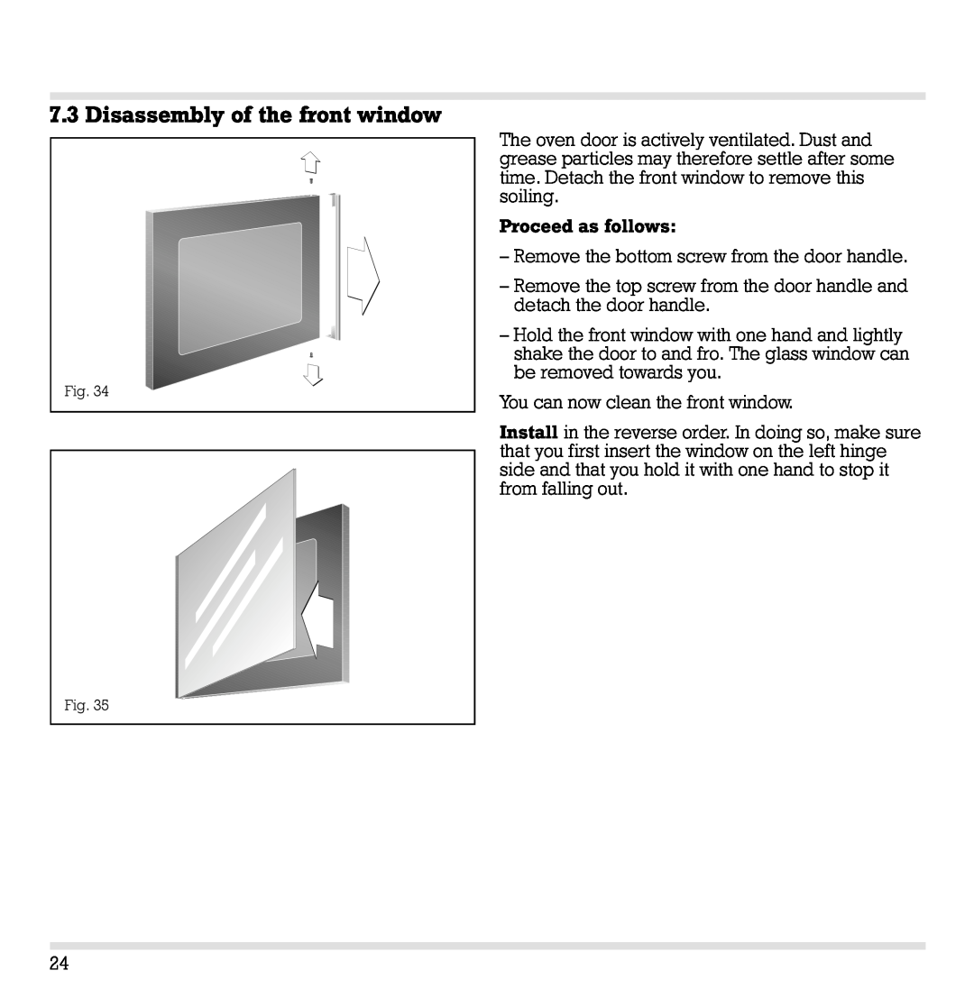 Gaggenau EB 204/205 manual Disassembly of the front window 
